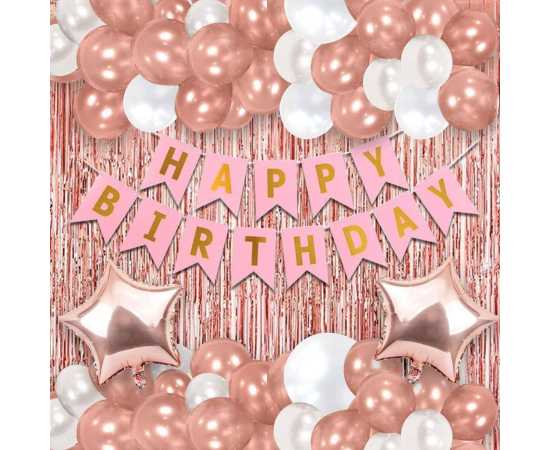 Pink Birthday Decoration Balloons Set