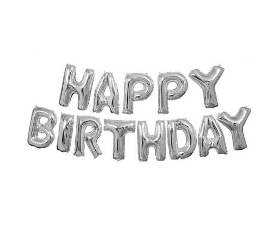 Silver & Yellow Charming Happy Birthday Theme Balloons Set