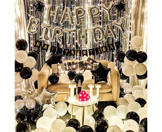 Happy Birthday Card & Foil Theme Decoration Balloons Set