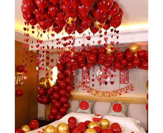 Pack Of 100 Pcs Shining Red Balloons Set For Birthday Party