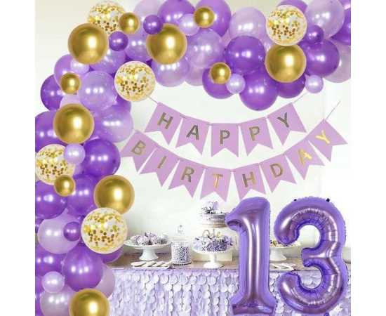 Samke Purple & Yellow Happy Birthday Theme Balloons Set