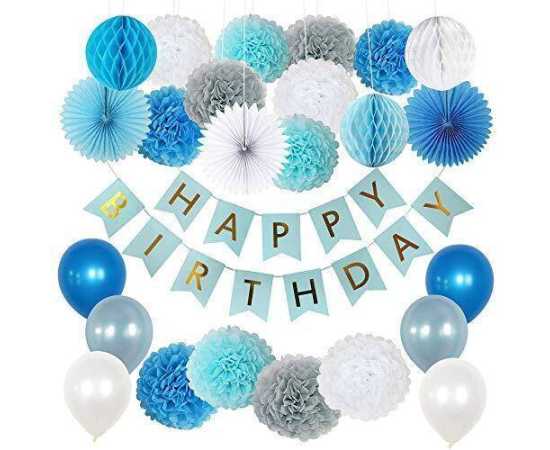 Beautiful Theme Of Happy Birthday Cards/Banner With 30 Pcs Balloons