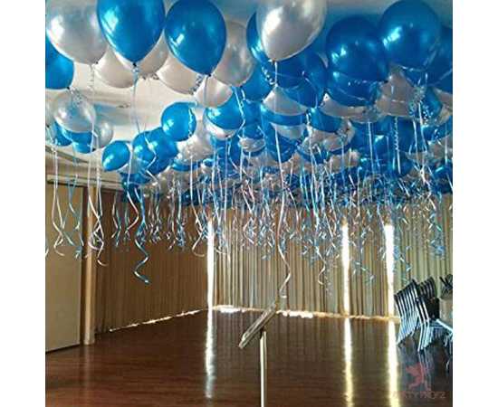 Happy Birthday Silver With Blue & Black Balloons Theme Set