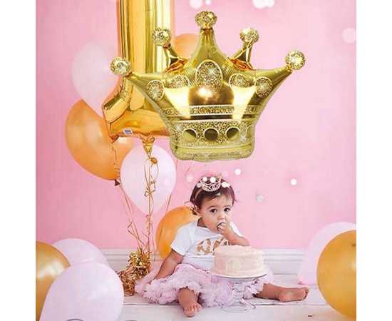 Golden Crown Foil Balloon For Birthday Celebration