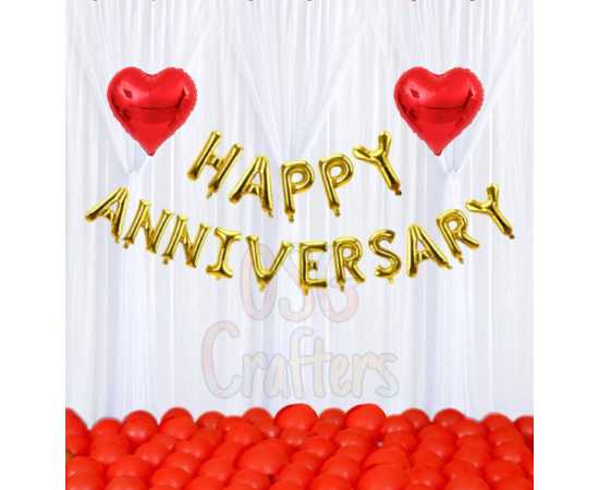 Happy Anniversary Foil Decoration Balloons With foil heart Set