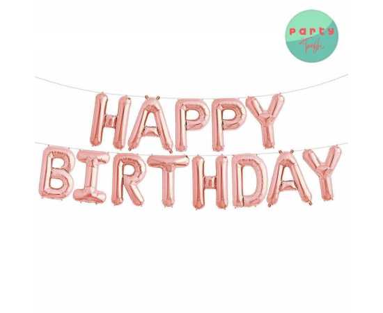 Gorgeous Rose Gold Theme Happy Birthday Foil Balloons Set