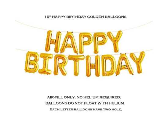 Happy Birthday Golden & White Complete Theme Balloons Set
