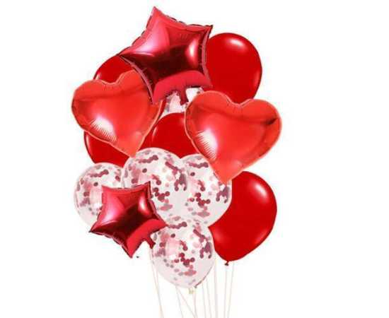 14 PCS Set Foil Confetti Latex Balloons Set For Birthday Party