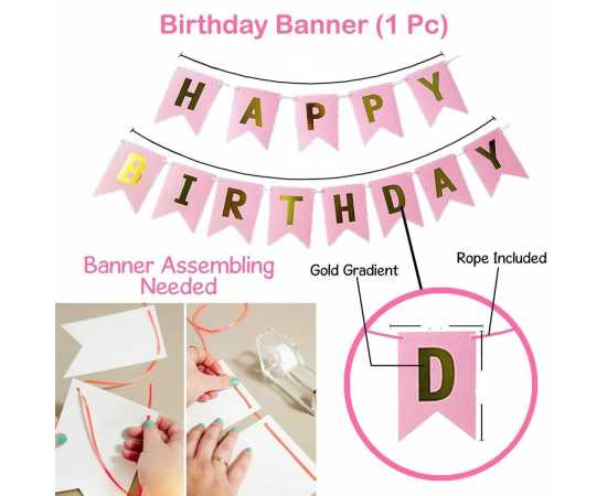 Delightful Theme Of Happy Birthday Card/Banner & Balloons Decoration Set