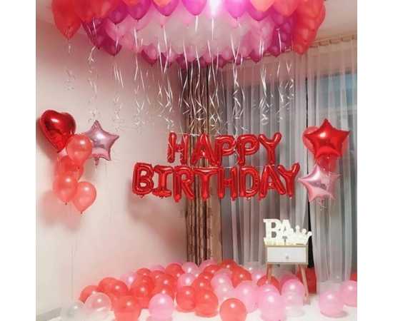Pretty Happy Birthday Red Theme Balloons Set