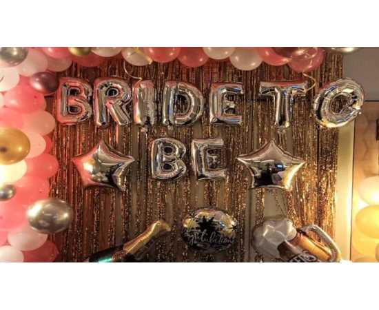 Lovely Bride To Be Silver & Pink Theme Balloons Set