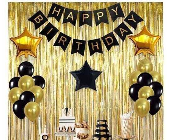 Graceful Yellow Theme Of Happy Birthday Card/Banner & Balloons Set