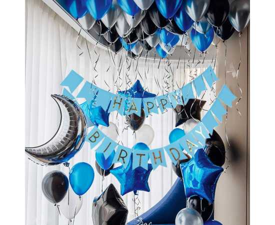 Beautiful Theme Of Happy Birthday Cards/Banner With 30 Pcs Balloons