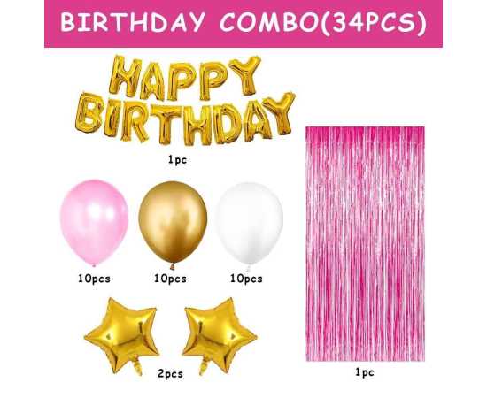 Happy Birthday Decorations Letter Foil Balloons Set