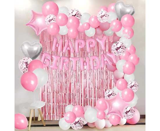 Amazing Pink Birthday Theme Balloons Set