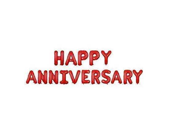 Red And Black Happy Anniversary Theme Balloons Set