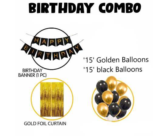 32 PCS Happy Birthday Golden Foil Metallic Balloons Set