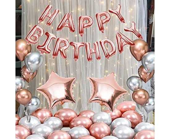 Lovely Rose Gold & Silver Happy Birthday Theme Set
