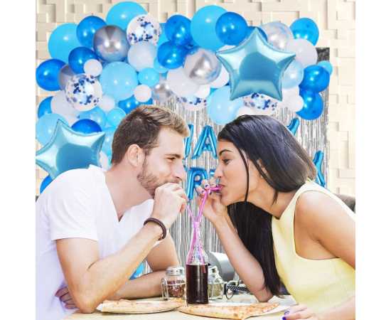 Lovely Blue &White Happy Birthday Theme Set