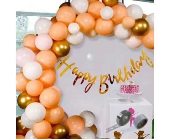 Amazing Orange & White Happy Birthday Theme Balloons Set
