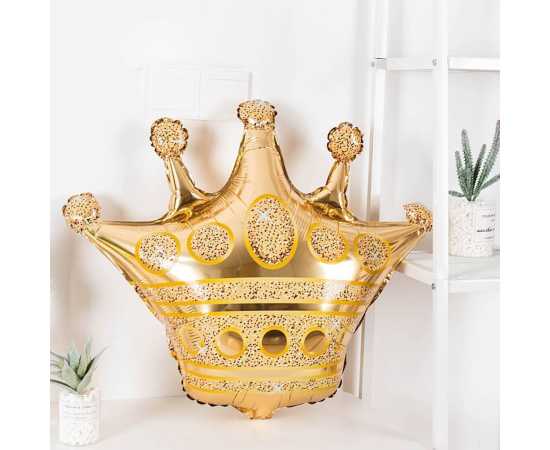 Crown Gold  & Black Happy Birthday Foil Balloons Set