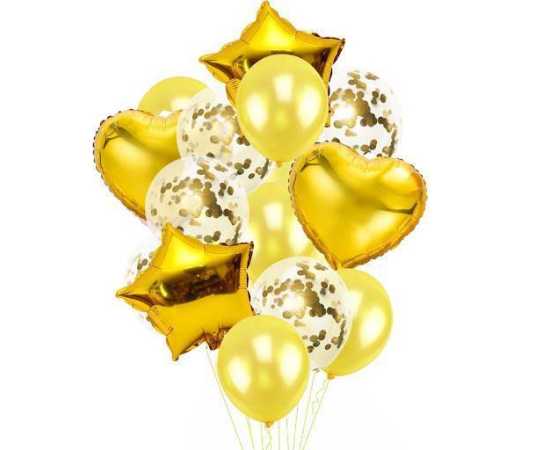 14 PCS Set Foil Confetti Latex Balloons Set For Birthday Party