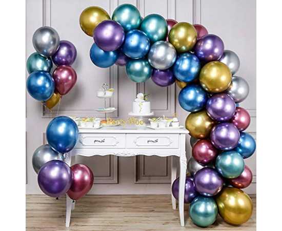 50 Pcs Multi Color Metallic Party Balloons Pack