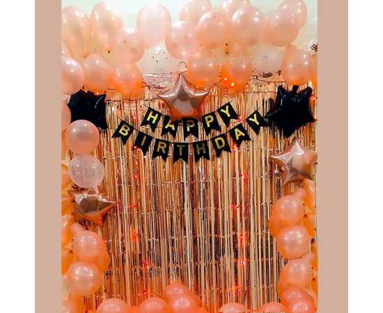 Glorious Rose Gold Happy Birthday Theme Balloons Set