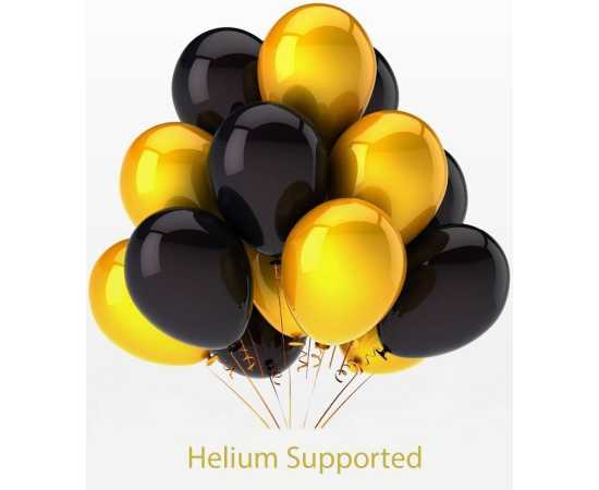 Crown Gold  & Black Happy Birthday Foil Balloons Set