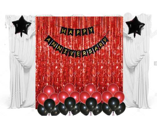 Red And Black Anniversary Home Decor Theme Balloons Set