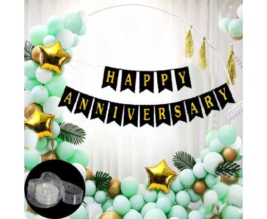 Happy Anniversary Green Home Decor Theme Balloons Set