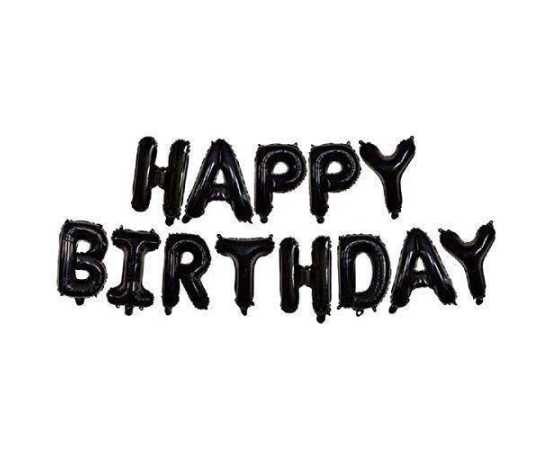 Black Happy Birthday Banner Balloons Set