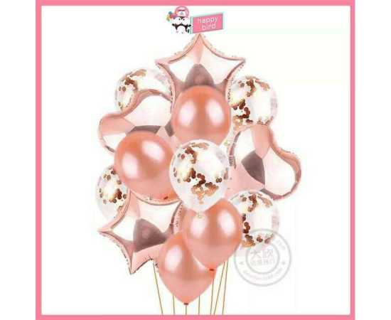 14 PCS Set Foil Confetti Latex Balloons Set For Birthday Party
