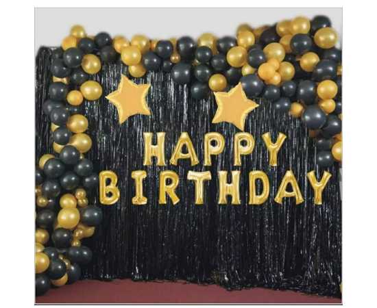 Happy Birthday Black & Golden Theme Balloons PacK