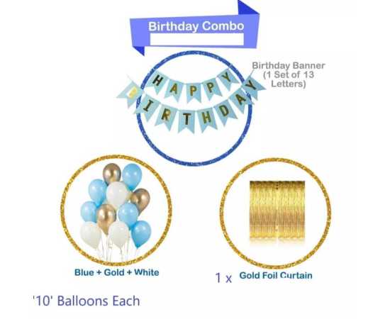 Delightful Theme Of Happy Birthday Card/Banner & Balloons Decoration Set