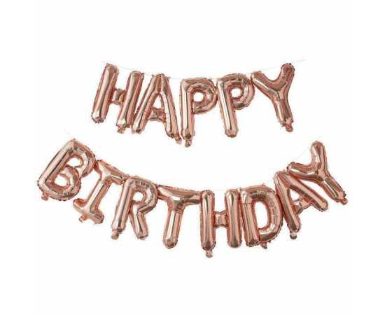 Rose Gold Happy Birthday Theme Balloon Set