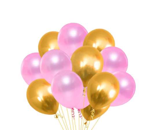 Beautiful Golden And Pink Birthday Decoration Balloons Set