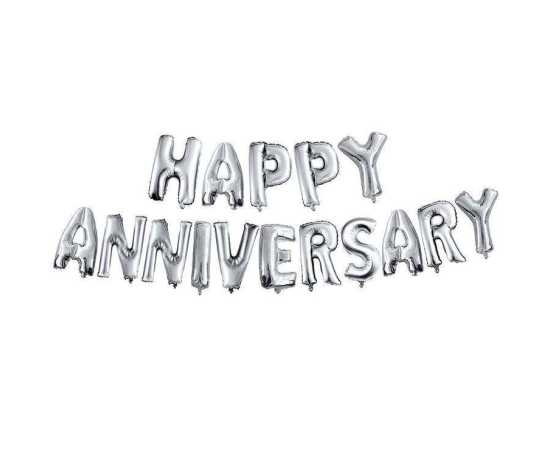 Silver And Golden Happy Anniversary Home Decor Theme Balloons Set