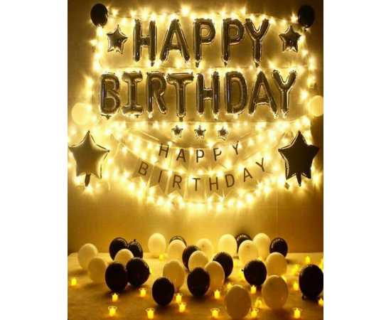 Happy Birthday Grand Decoration Theme Balloons With Fairy Lights Set
