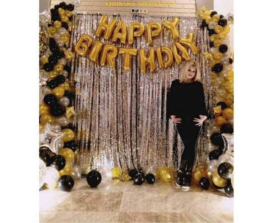 Black And Golden Theme Happy Birthday Party Set