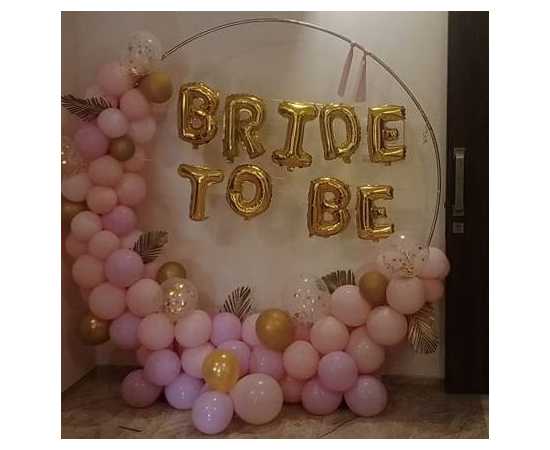 Bride To Be In Golden And Pink Theme Balloons Set