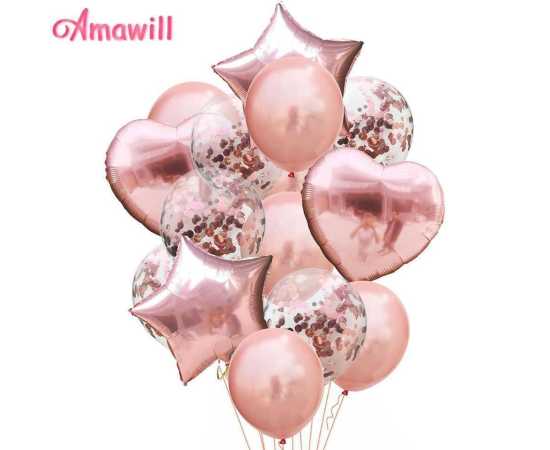 Gorgeous Rose Gold Theme Happy Birthday Foil Balloons Set