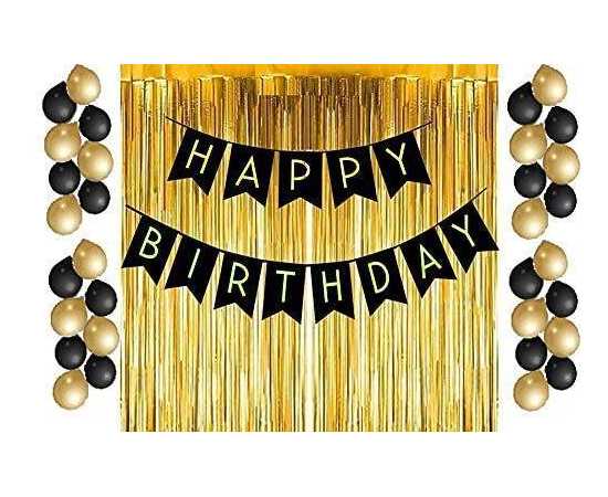 32 PCS Happy Birthday Golden Foil Metallic Balloons Set