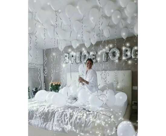 Bride To Be Foil Silver With White Theme Balloons Set For Bridal Shower