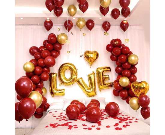 Pack Of 100 Pcs Shining Red Balloons Set For Birthday Party