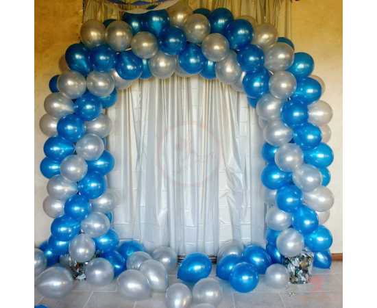 Happy Birthday Silver With Blue & Black Balloons Theme Set