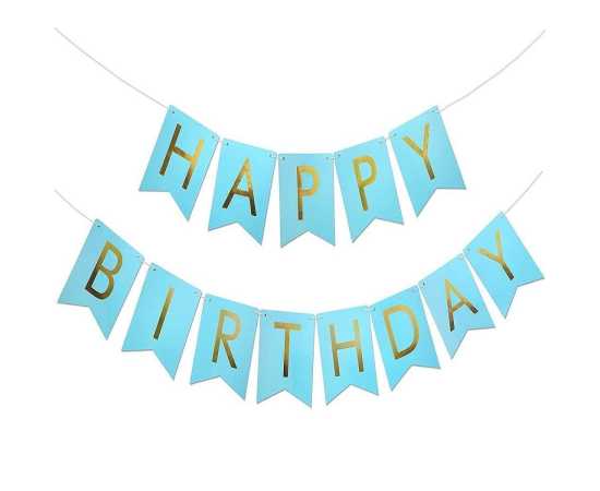 Golden And Blue Happy Birthday Decorations Set