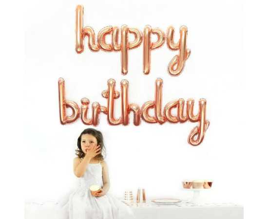 Happy Birthday Rose Gold Theme Balloons SetHappy Birthday Rose Gold Theme Balloons Set