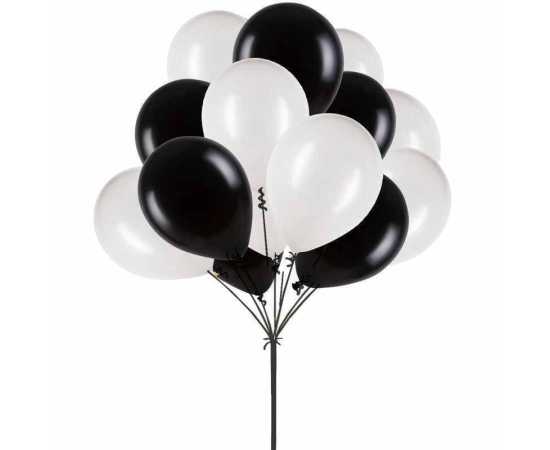 Happy Birthday Home Decor White And Black Theme Balloons Set