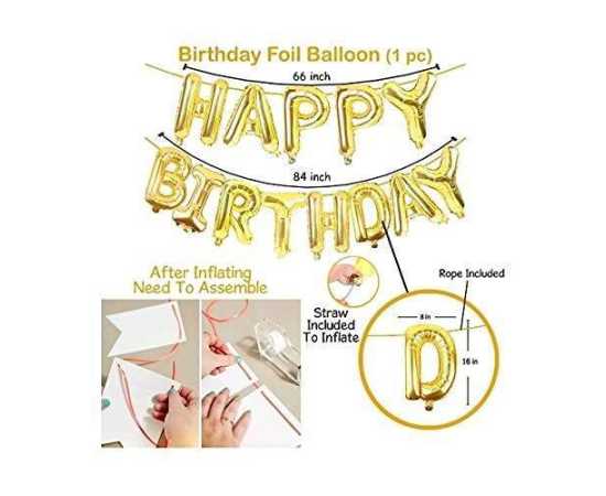 Happy Birthday Decorations Letter Foil Balloons Set